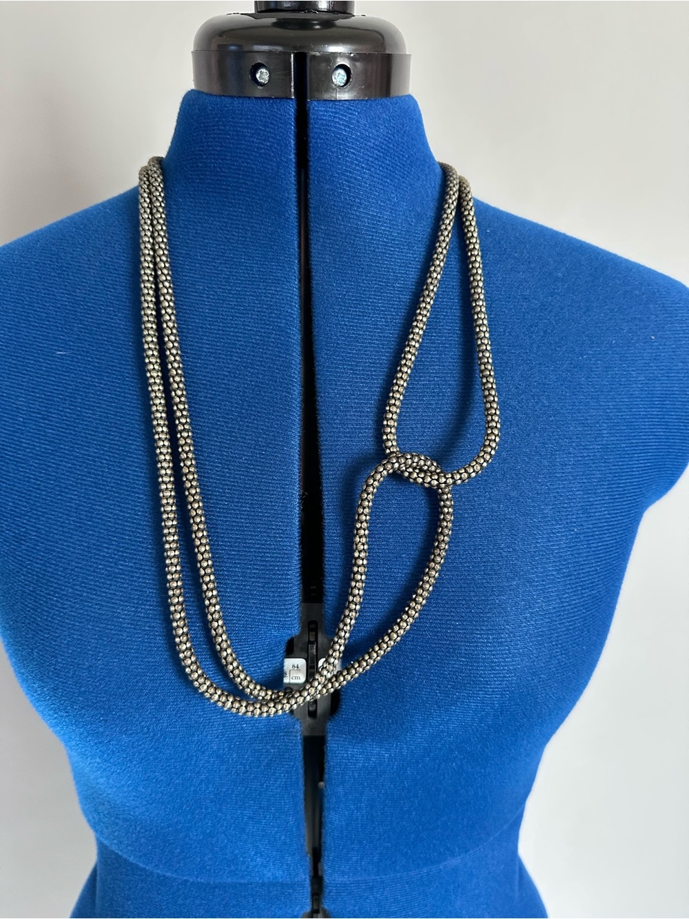 Long Metal Bead Rope Necklace - Black/Silver